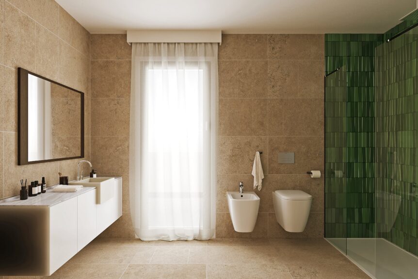 Render bagno per villette del cantiere Villa Meucci