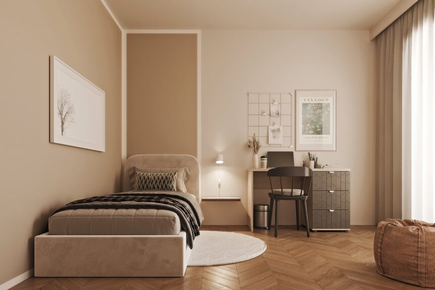 Render camera singola per villette del cantiere Villa Meucci