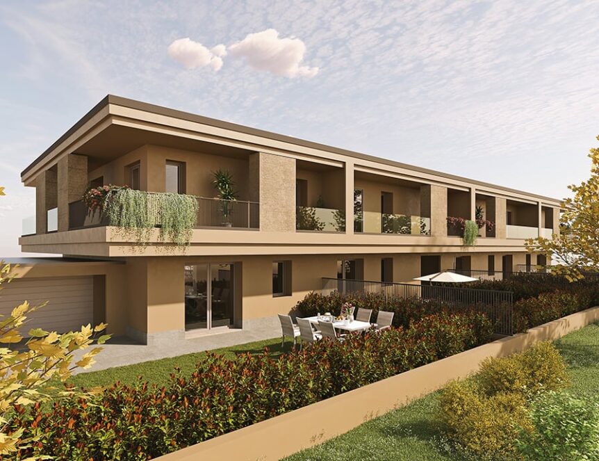 Render esterno per villette del cantiere Villa Meucci